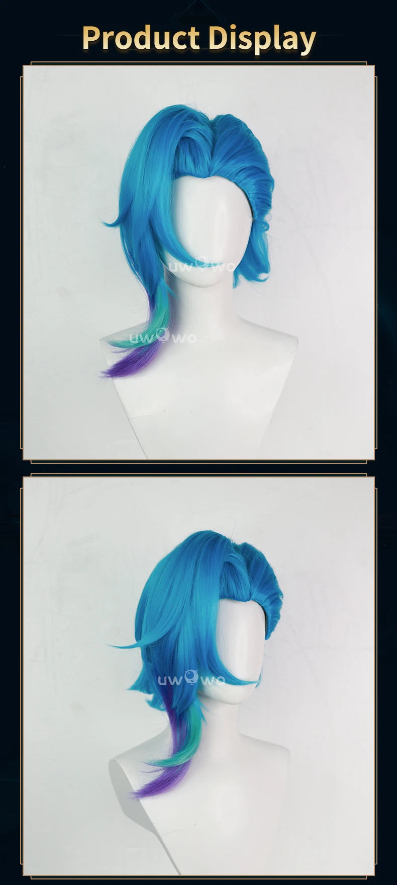 UWOWO Jinx Wig Game LOL: Arcane2 Fractured Jinx Cosplay Costume Wig Long Lace Wig Blue Hair Heat Resistant