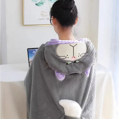 Cartoon Cute Lucifer Hooded Cloak Blanket Office Dormitory Autumn Winter Warm Animal Cloak Nap Blanket Practical Exquisite Gift