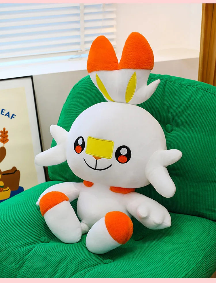 50/90cm Scorbunny Pokemon Large Plush Toys Anime Doll Cute Giant Pokémon Rabbit Cartoon Stuffed Plushie Pillow Gift for Kid Xmas