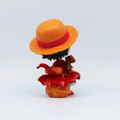 13cm One Piece Anime Figure Sitting Laughing Luffy Action Figures Kawaii Sanji Zoro Figurine Room Car Ornaments Collection Toys