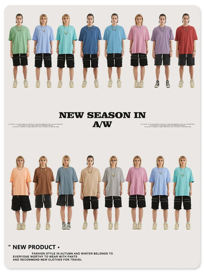 ZODF Trendy 2025 Men Basic Solid Cotton T-Shirts Unisex Male 190gsm Summer Loose Comfortable Soft Tees Shirt Streetwears HY0040