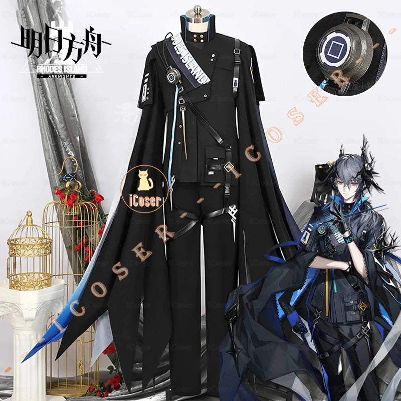 Arknights Aefanyl Logos Cosplay Costume Wig Uniform Earrings Ears Rhodes Island Elite Operator Halloween Party Women Men iCoser