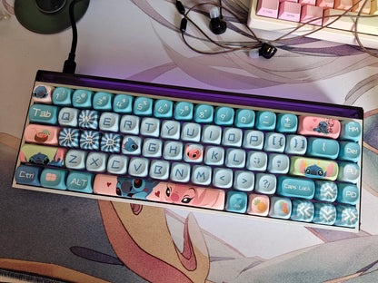 Disney  New Style Shinagawa Stizai Star Kabi Interstellar Kawaii Blue Baby Theme Keycaps Moa High Five Sided Thermal Sublimation