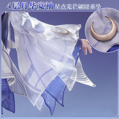 Genshin Impact Columbina Cosplay Costume Wig The Damselette Dress Eye Mask Headwear Metal Props Eleven Fatui Harbingers Women