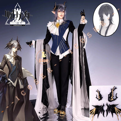 Arknights Aefanyl Logos Cosplay Costume Wig Uniform Earrings Radiant Serenity Ambience Synesthesia Halloween Party for Women Men