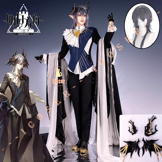 Arknights Aefanyl Logos Cosplay Costume Wig Uniform Earrings Radiant Serenity Ambience Synesthesia Halloween Party for Women Men