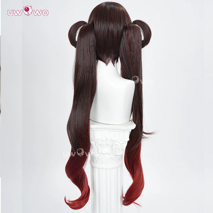 UWOWO Hutao Wig Game Genshin Impact Hutao Cherries Snow Laden outfit Cosplay Wig Long Brown Hair
