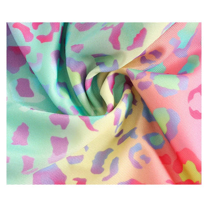 Toddler Girls Swimsuit with Sun Hat Set 1 to 2 3 4 5 6 Years Leopard Ruffle Sleeve Zip Up One-pieced Swimwear Beachwear for Baby