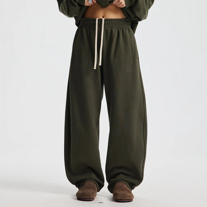 ZODF 2025 Winter 430gsm Unisex Fleece Straight Sweatpants Thick Warm Casual Oversized Trousers HY1170 - Oliver Gren / M