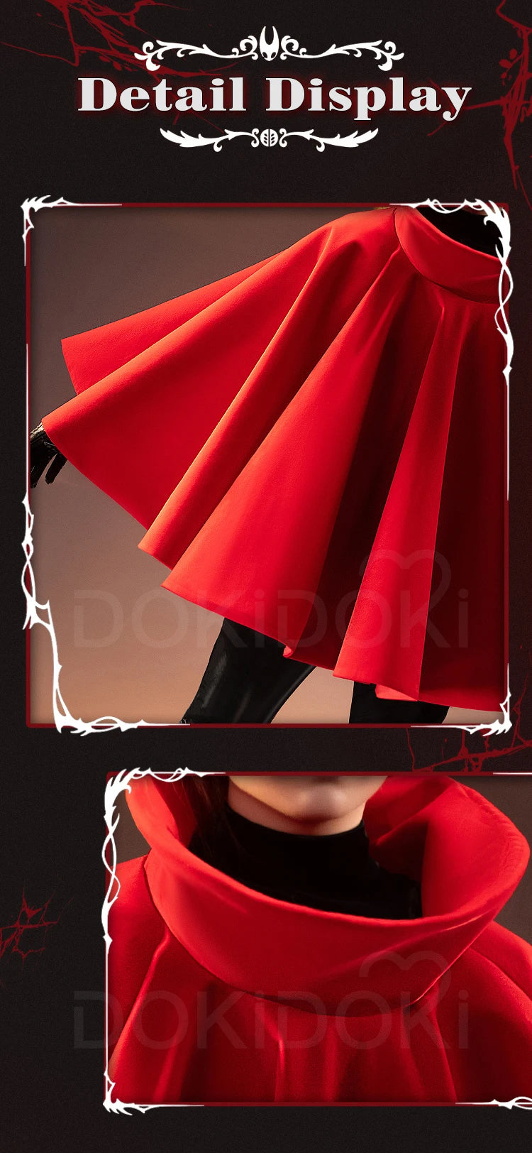 Hornet Cosplay Costume Game DokiDoki-R Men Women Halloween Costume Hornet Red Cloak Cosplay Mask Halloween
