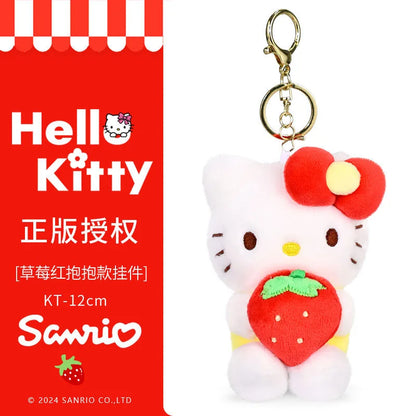 Genuine Sanrio Hello Kitty Cute Stuffed Keychain Car School bag Pendant Kids Plush Toy Keyring Plushier Strap Doll Birthday Gift