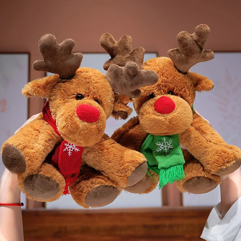 30CM Christmas Reindeer Scarf Plush Stuffed Doll Toy Home Sofa Decoration Gifts For Children New Year Decor Christmas Festive