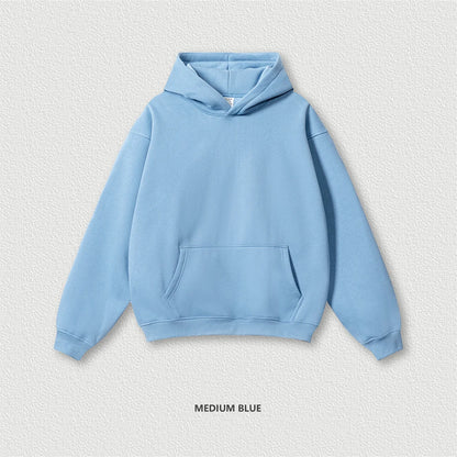 ZODF New 2024 Autumn Winter Men 345gsm Fleece Hoodies Unisex Women Relax Fit Warm Solid Hooded Pullovers Sweatshirts HY0863