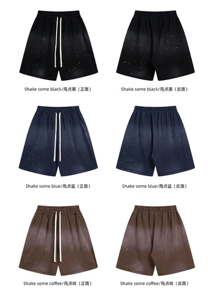 ZODF 2025 Summer 325gsm Monkey Washed Cotton Shorts For Men Unisex Retro High Street Loose Fit Paint Shorts Streetwears HY1064