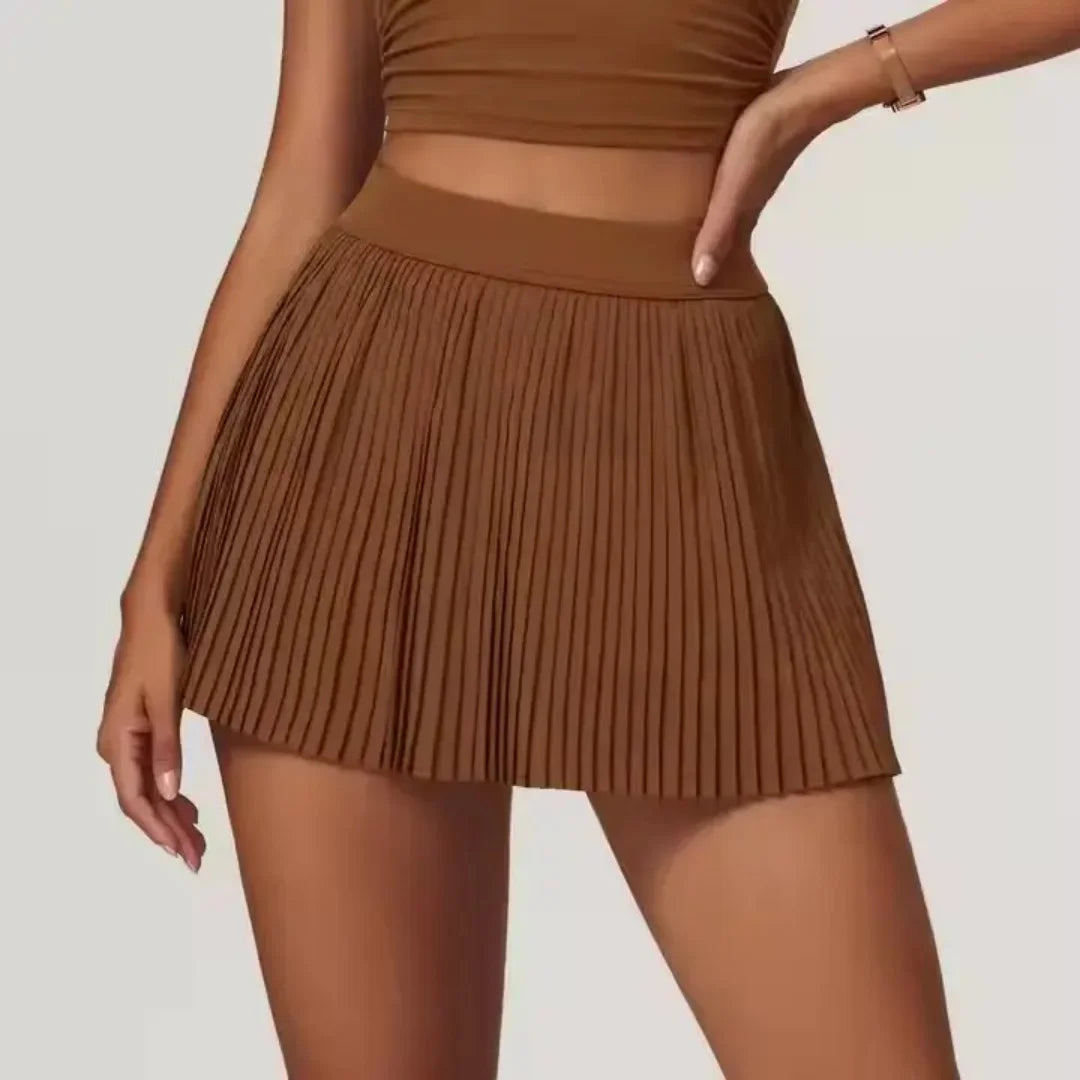 Women’s 2-in-1 Pleated Golf Tennis Skirt with Inner Pocket and Built-in Shorts