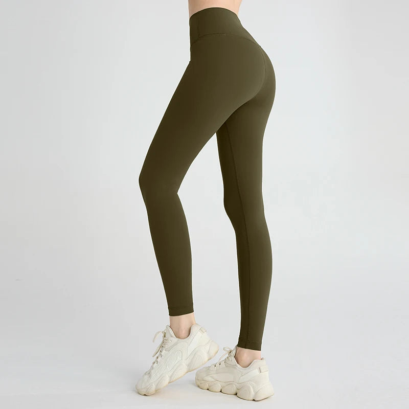 Hot Sale Women’s High Waisted Hip Lifting Yoga Leggings Breathable Fitness Running Cycling Pants - Olive-Green / XL