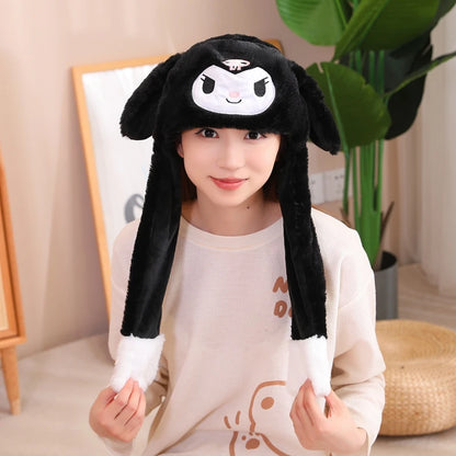Plush Hat With Movable Ears Stitch My Melody Kuromi Cinnamoroll Kawaii Plush Little Hat Gifts For Children
