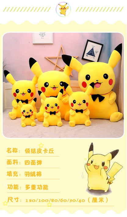 40/50/60/80/100CM Big Size Pokemon Pikachu  Plush Toy Kawaii Stuffed Cartoon Anime Comfortable Soft Doll Christmas Plushies Gift
