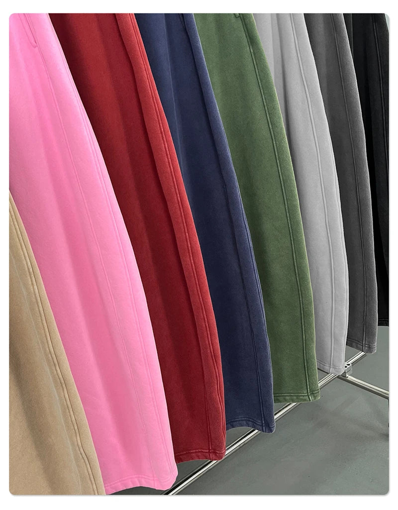 ZODF New 2025 Winter Batik Washed Man Fleece Pants Unisex High Street Distressed Thick Warm Straight Trousers Sweatpants HY1166