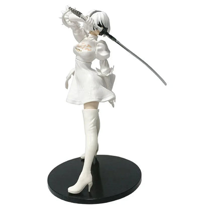 Hot 18CM Yorha 2B Black and White Series Anime Figure PVC Collectible Action Figures Model Doll Statuette Gift