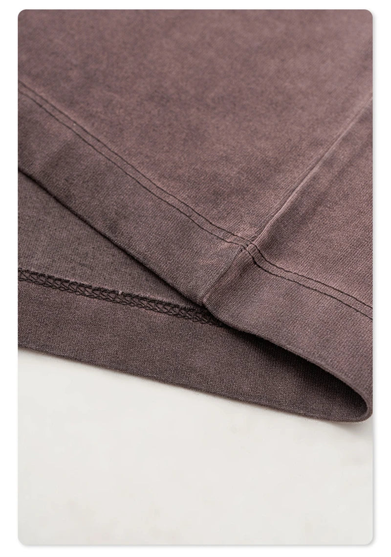 ZODF 2024 Autumn Men's Washed Cotton T-Shirt Unisex Oversized Distressed 250gsm Long Sleeve O Neck T Shirts Tees HY0921