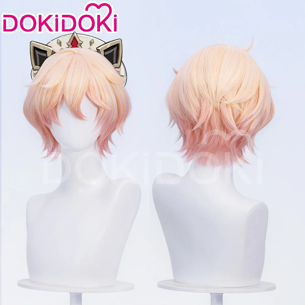 IN STOCK Dahlia Ifa Wig Game Genshin Impact DokiDoki Men Pink Hair Mondstadt Ifa Cosplay Dahlia Book Prop Free Wig Cap