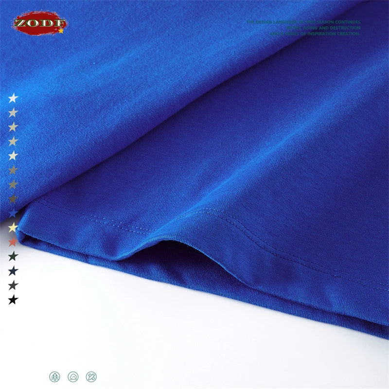 ZODF New 2025 Heavy Weight 305gsm Solid Cotton T Shirts For Men Unisex Summer Oversized Noshrink Basic T-Shirt Brand Tops HY0475