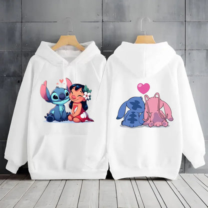New Women's Jacket Scene Clothing 2000s MINISO Brand Clothing Disney Lilo & Stitch Hood Hoodie Anime Cute Winter Warm Sweatshirt