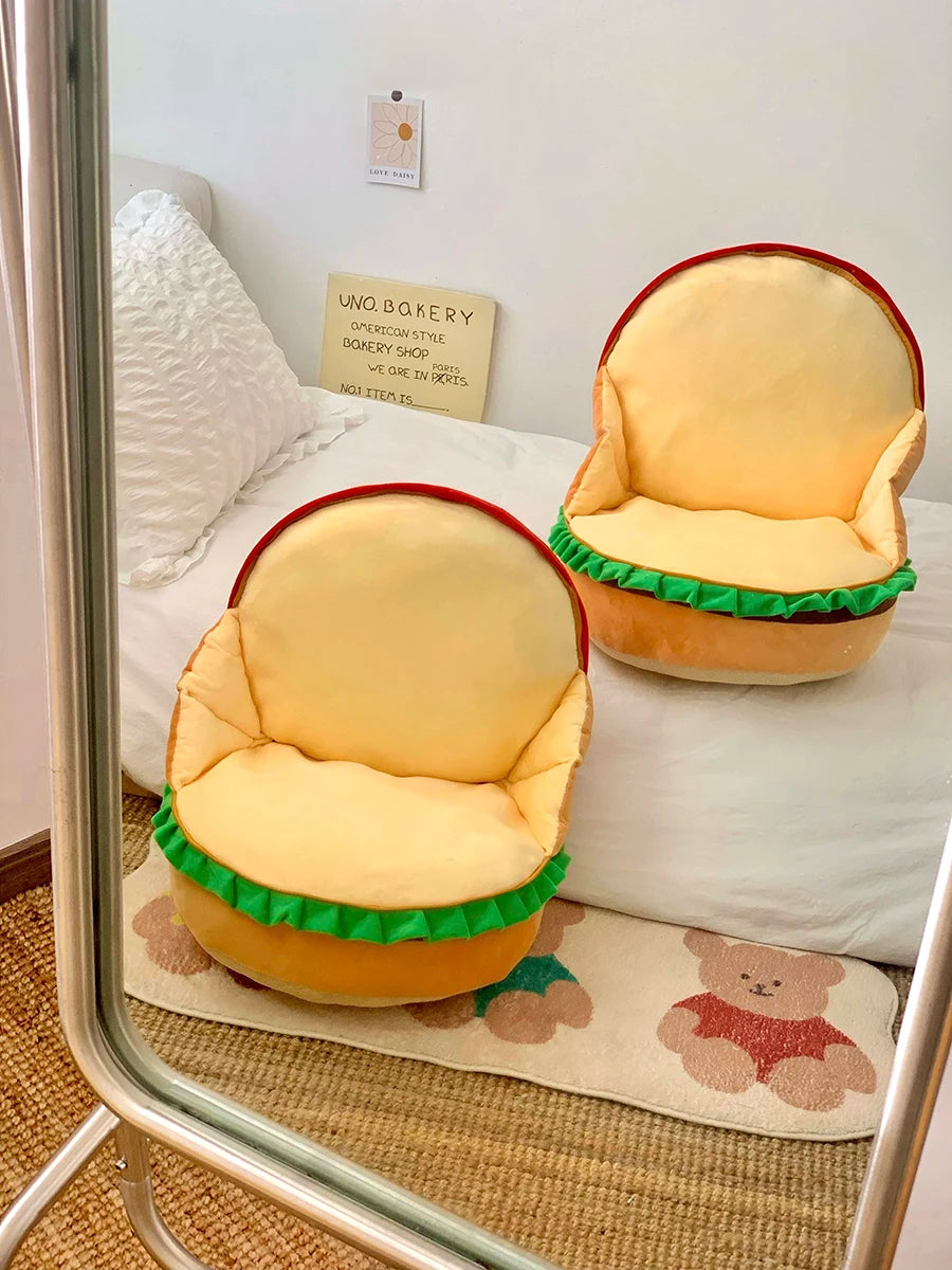 Comfortable Hamburger Seat Cushion Chair Sofa Back Cushion Thickened Sitting Cushion Floor Throw Pillow Room Decor Non-slip