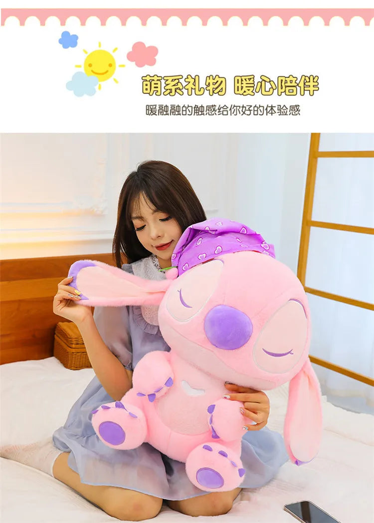 80cm Large Big Size Disney Stitch Sleeping Cute Anime Plush Stuffed Doll Room Plushies Pillow Ornaments Children's Holiday Gifts