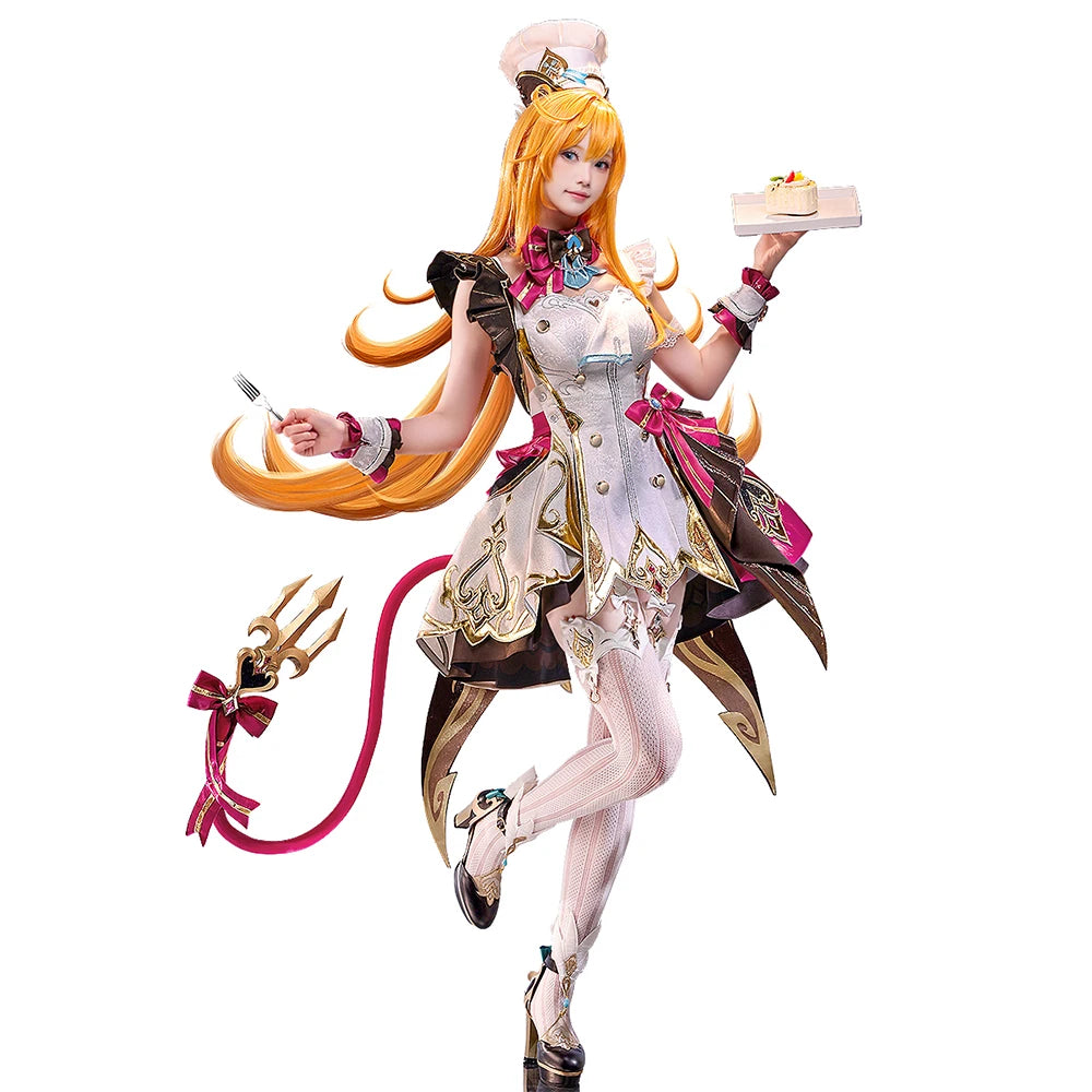 IN STOCK Escoffier Cosplay Costume Game Genshin Impact DokiDoki-SR Women Fontaine Costume Escoffier Cosplay Tail Wig