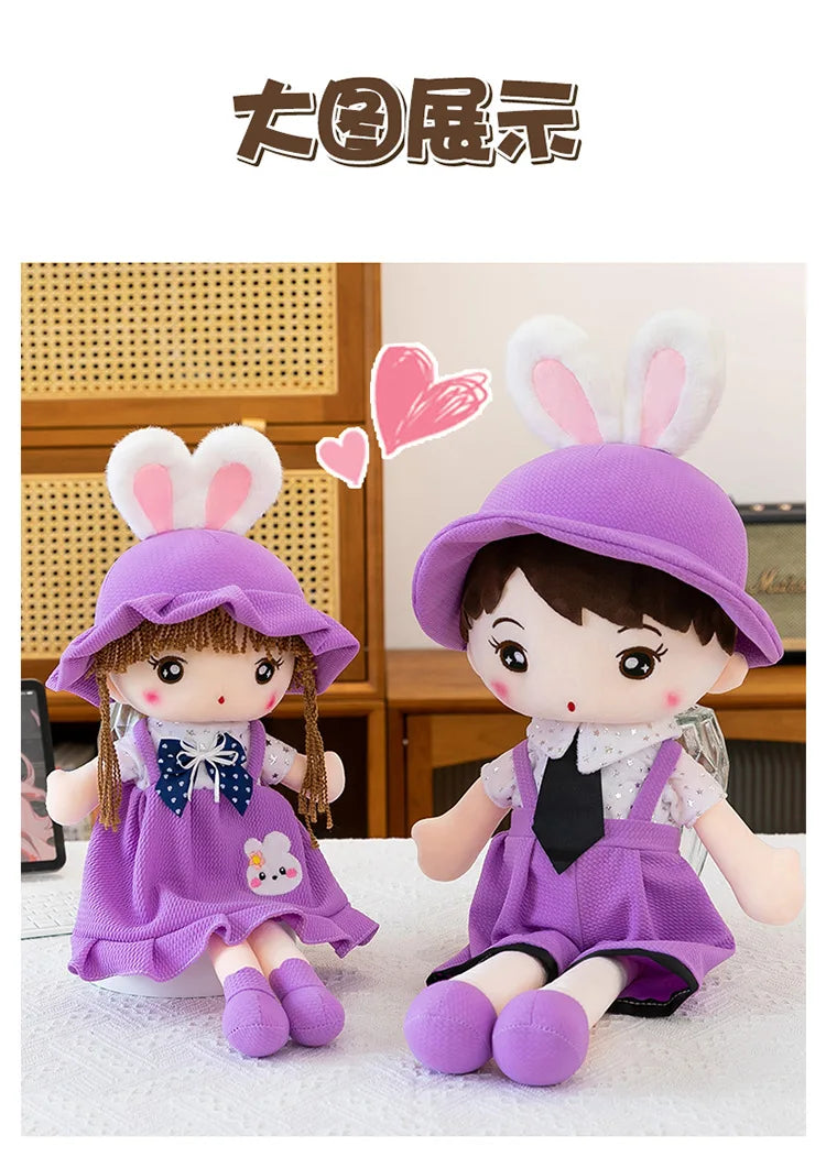 Plush Toy for Kids Birthday Xmas Gift Cute Couple Starry Sky Bunny Dolls Stuffed Animal Valentine Home Decor Bedroom Decoration