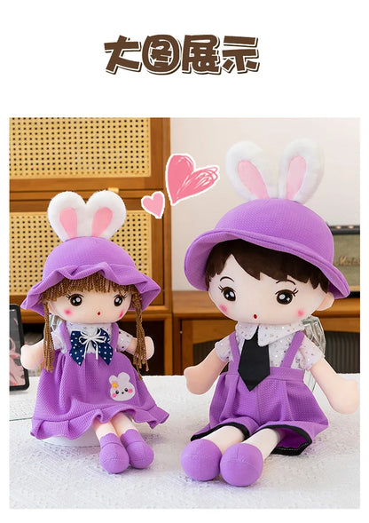 Plush Toy for Kids Birthday Xmas Gift Cute Couple Starry Sky Bunny Dolls Stuffed Animal Valentine Home Decor Bedroom Decoration