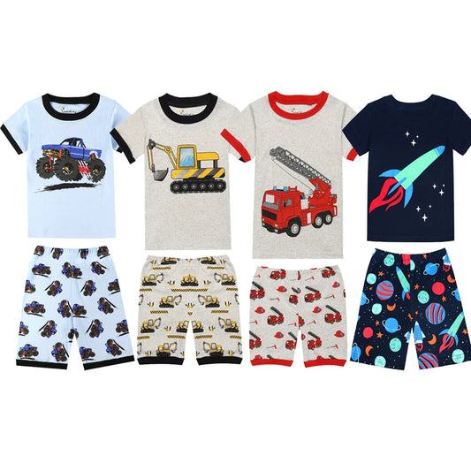 Summer Clothing Children Pajamas Sets for Boys Baby Sleepwear Set Two Piece Kids Pijama Top Short Pants Outfits Home Wear Suits