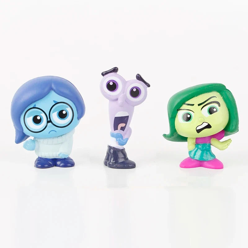 9Pcs/Set Mini Inside Out 2 Action Figure Toy Cartoon Movie Joy Anxiety Anger Sadness Disgust Fear Model Doll Figurines Kids Gift