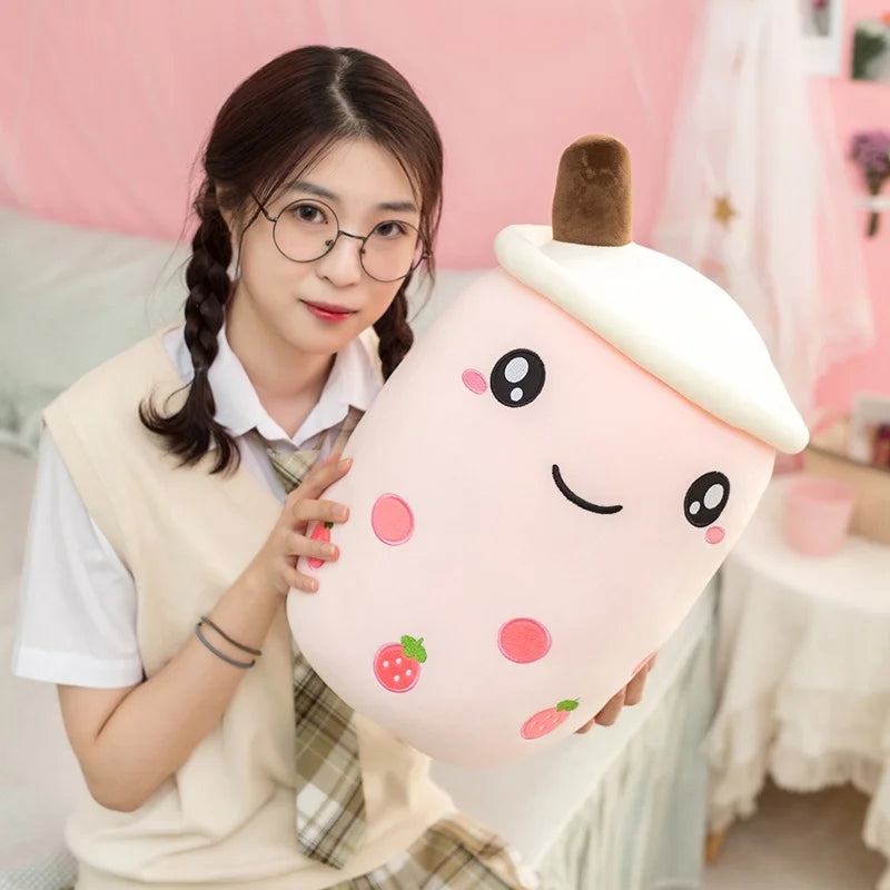 24/50cm Kawaii Family Milk Bubble Tea Cup Plush Toy Cute Animal Peluche Fruits Flavor Drink Shaped Hug Pillow Kids Home Decor