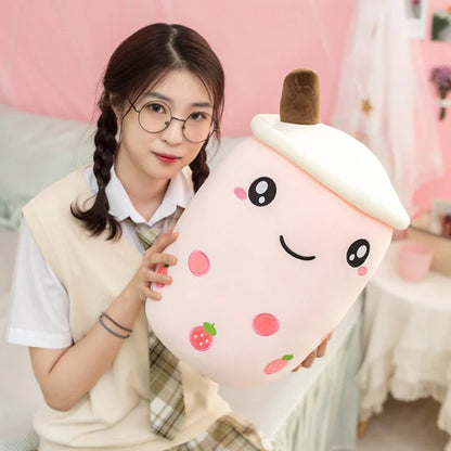 24/50cm Kawaii Family Milk Bubble Tea Cup Plush Toy Cute Animal Peluche Fruits Flavor Drink Shaped Hug Pillow Kids Home Decor