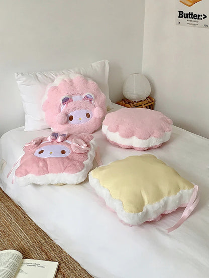 Sanrio Thickened Back Cushion Pink My Melody Throw Pillow Sofa Bed Home Decor Sweet Seat Cushion Floor Gifts Girl