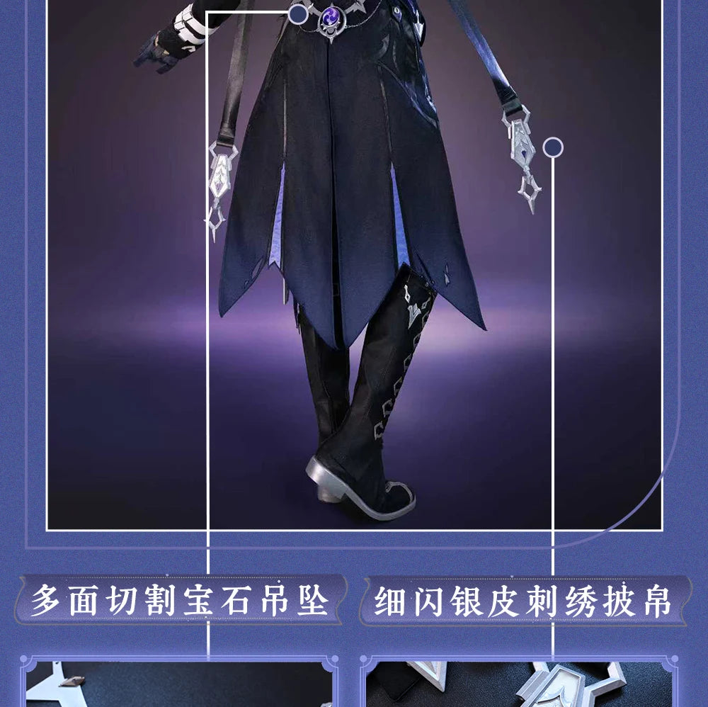 Genshin Impact Kyryll Chudomirovich Flins Cosplay Costume Wig Uniform Cloak Carnival Halloween Party for Women Men Props iCoser