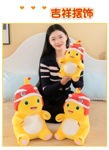 New Anime Cartoon Lion Dance Little Milk Dragon Doll Cute Dinosaur Stuffed Plush Toy Cute Doll Giving Girls Sleeping Pillow Gift
