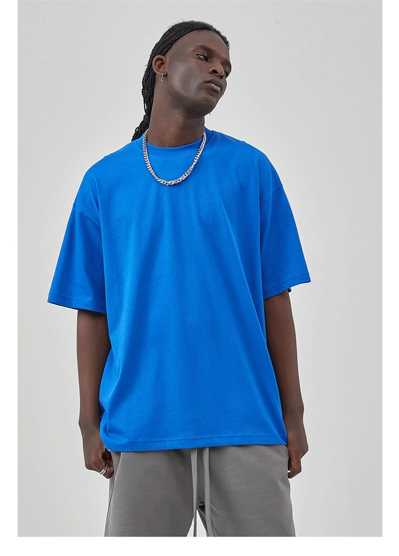 ZODF 2025 Spring Summer Men Solid 100% Cotton T-Shirts Unisex Women Loose 230gsm Noshrink Basic T Shirt Brand Tops HY0151