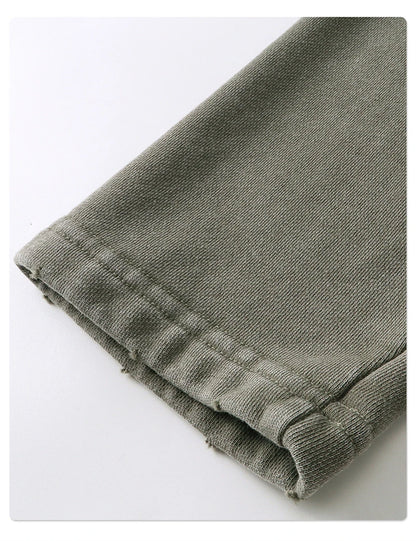 ZODF Retro Heavy Weight 400gsm Washed Cotton T-Shirts For Man Unisex Full Sleeve Turn Down Collar T Shirt Brand Tops HY1087