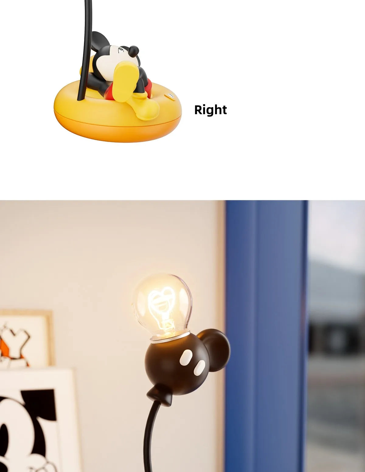 Mickey Figurine Night Light Cartoon Mickey Mouse 3d Doll Reading Lamp Cute Desktop Decor Statue Creative Desk Lamp for Kids Gift