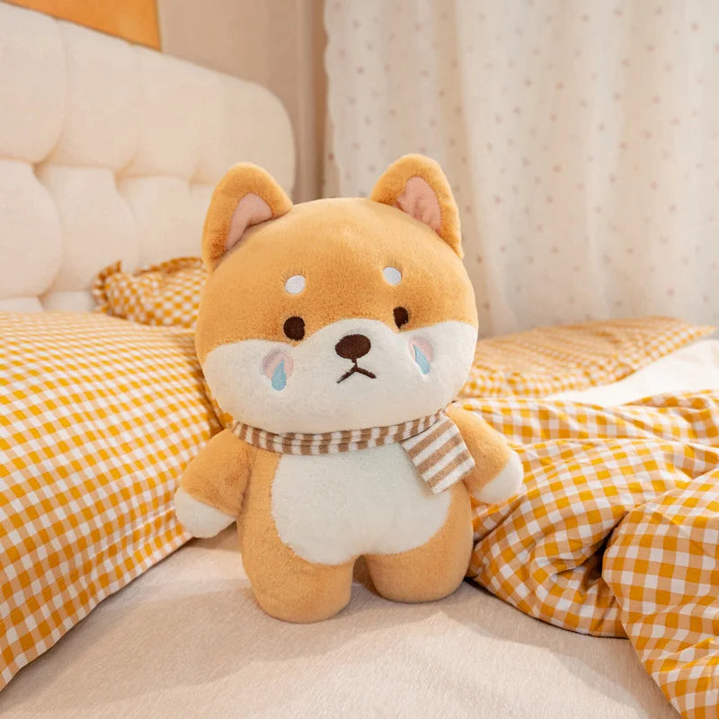Kawaii Shiba Inu Plush Pillow Toy Soft Stuffed Dog Animal Cuddly Baby Doll for Girls Lovely Cartoon Gift Decor