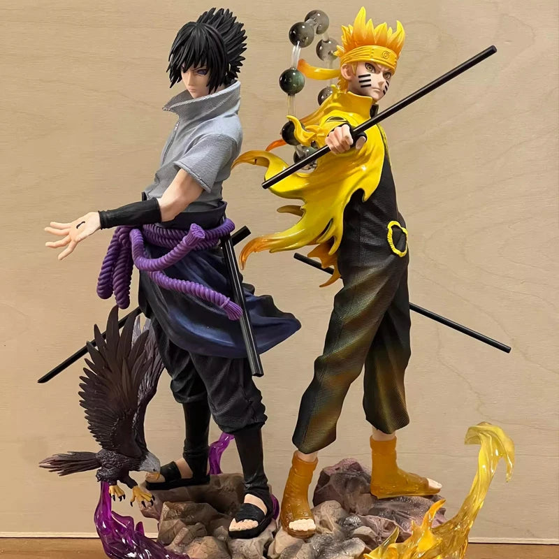 Anime Naruto Shippuden Figurine Naruto Uzumaki Uchiha Sasuke Action Figure 38cm PVC Toy Statue Collection Model Birthday Gifts