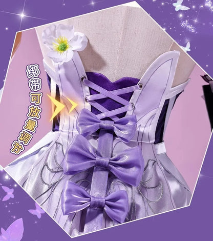Honkai Star Rail Castorice Cosplay Costume Wig Dress Earrings Headwear Halloween Party for Women Girls Carnival Game Cos Props