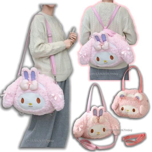 Sanrio Cinnamoroll Shoulder Bag Multipurpose Handbag Kawaii Backpack Messenger Bag Plush Bag My Melody Sweet Piano Lolita Bag