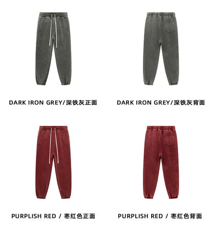 ZODF Vintage Men 360gsm Thick Fleece Sweatpants Women Unisex Loose Washed Distressed Warm Joggers Pants For Winter HY0749