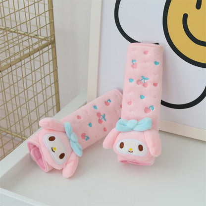 Kuromi My Melody Pillow Stuffed Anime Kuromi Car Headrest Safety Seat Belt Cover Cushion Cartoon Car Decoration Girl Gifts