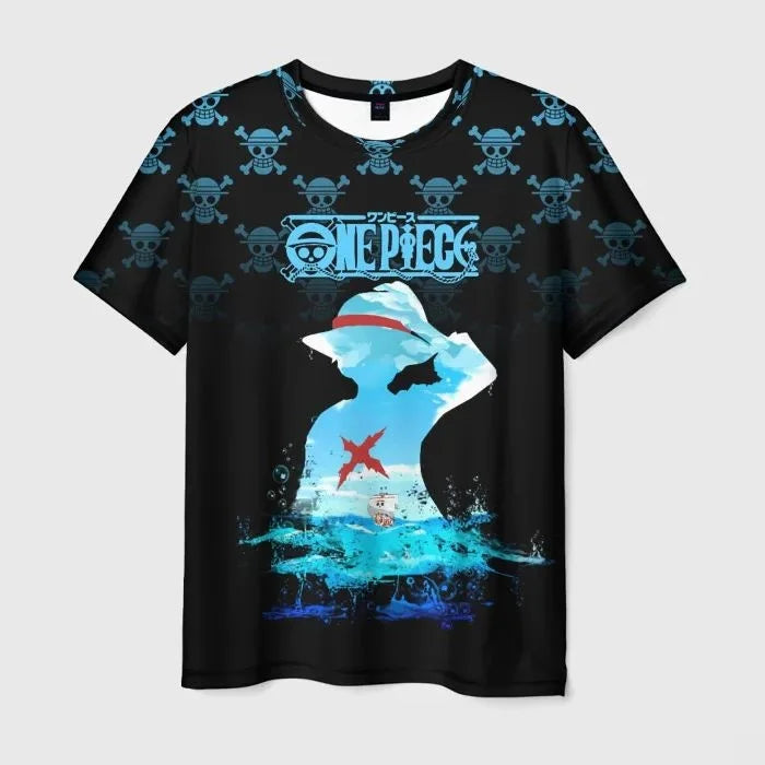 2526 New Bandai Anime One Piece Luffy Summer Jersey T-shirt Oversized 3D Adult and Children's Multifunctional Top Christmas